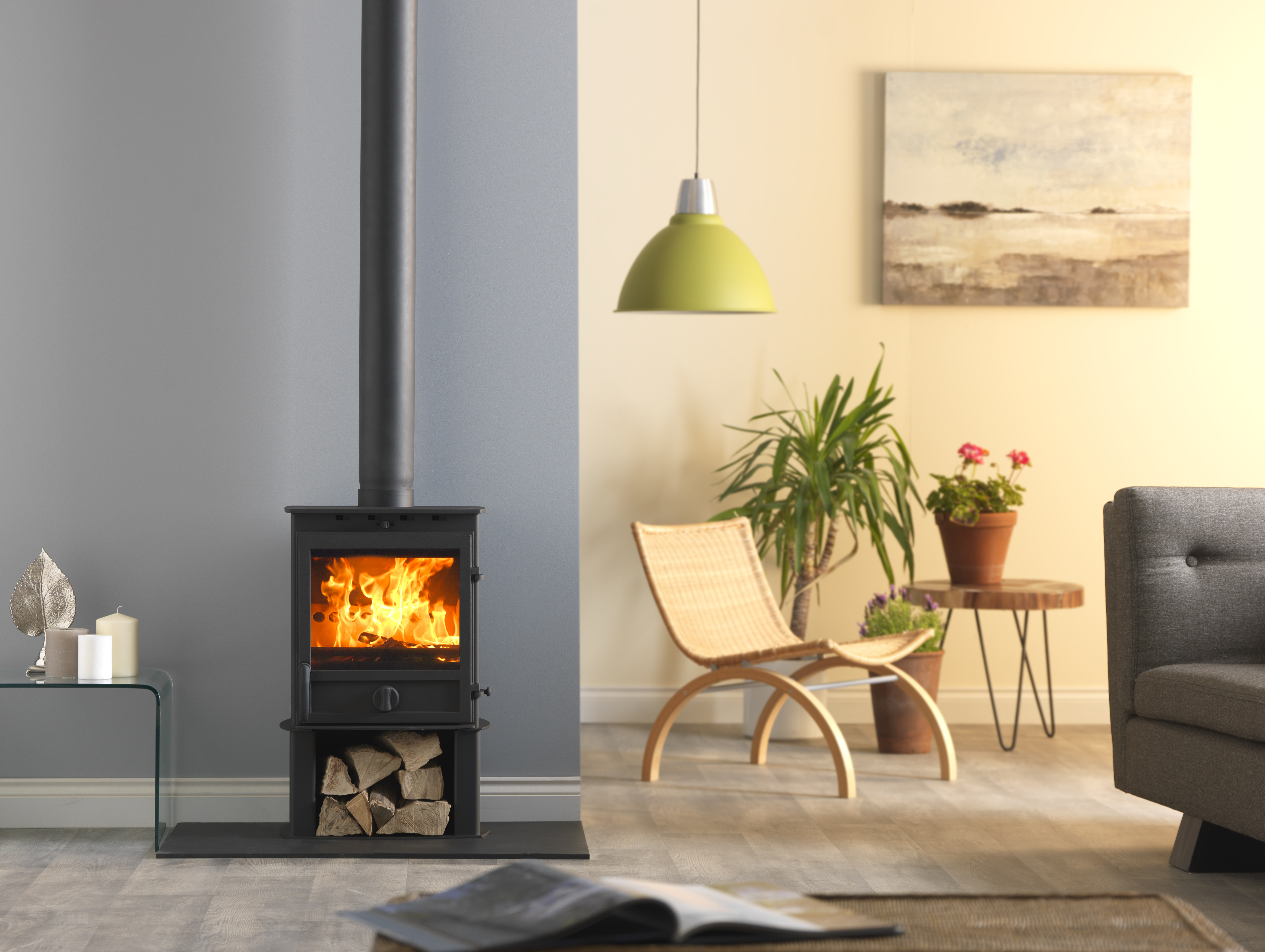 Fireline FP5W on Log Store Grainger Stoves and Fireplaces Ltd